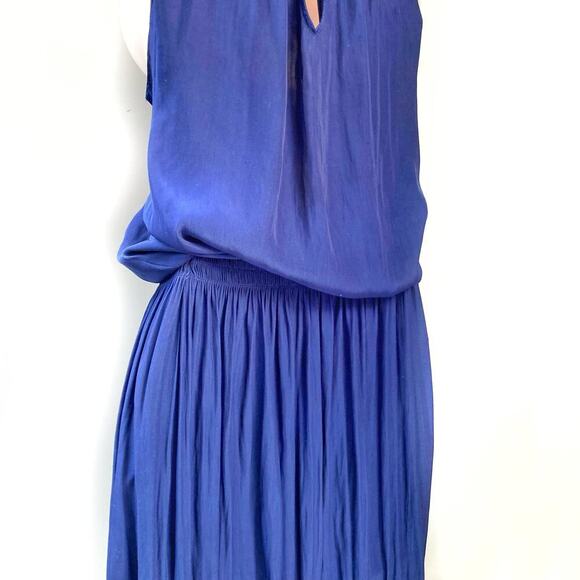 Ramy Brook Navy Mini Dress | High Neck Pleated Cocktail Party Wedding Guest Look - Picture 7 of 16